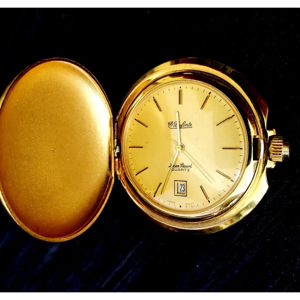 Vintage Dufonte Lucien Piccard Swiss Inspired Date Pocket Watch Everything Works